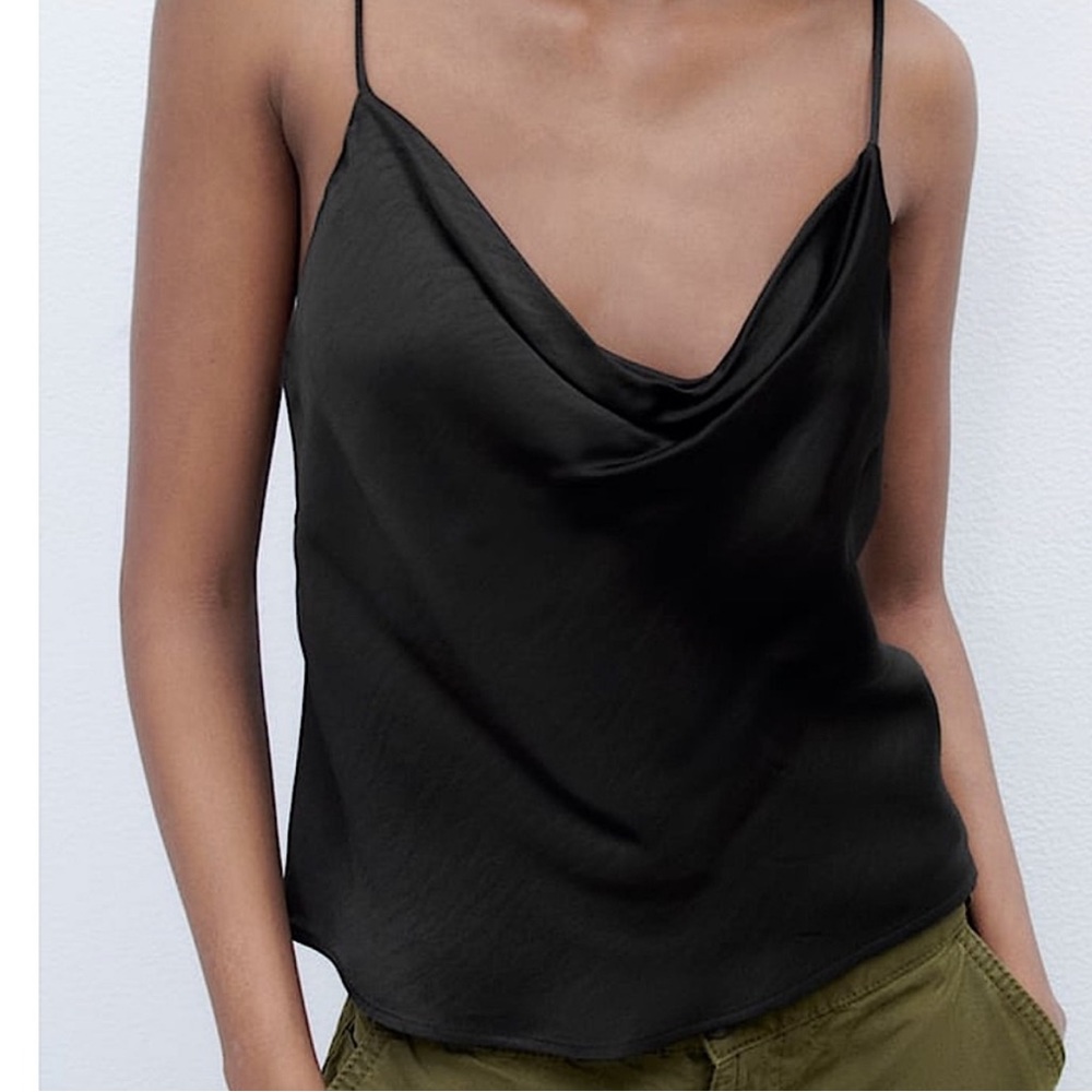 EUC Zara Satin Effect Black Cami size small